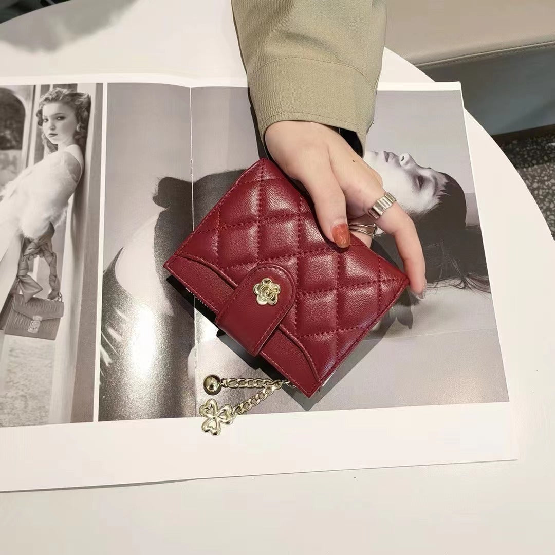 Portefeuille court pour femmes à double compartiment en cuir