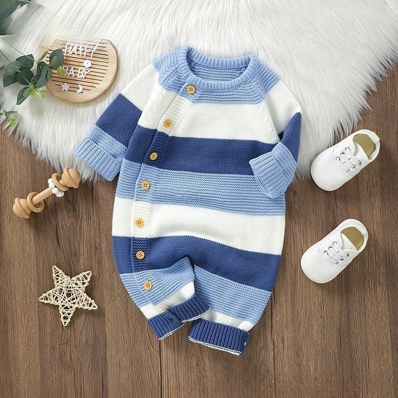 Pyjama une pièce rayée tricotée