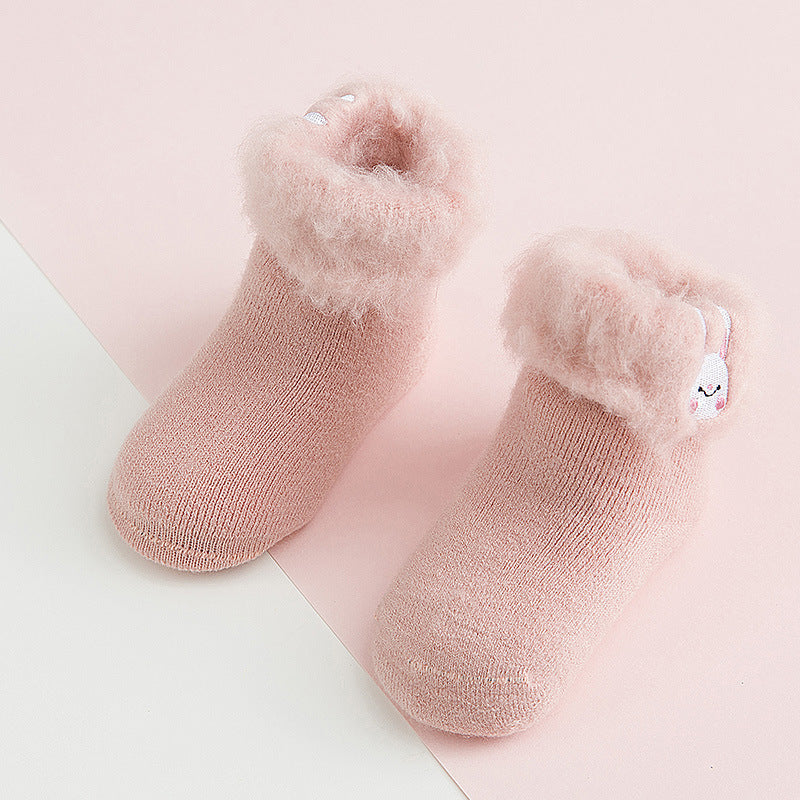 Chaussettes brodées et brossées, collection automne et hiver, avec intérieur en velours.