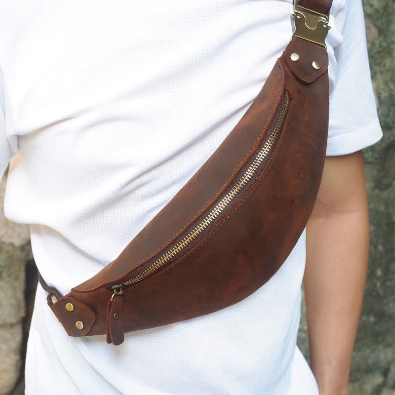 Sac banane vintage pour homme en cuir