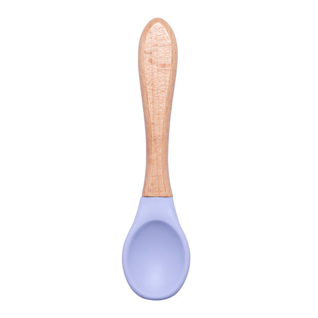 Cuillère en silicone et bois