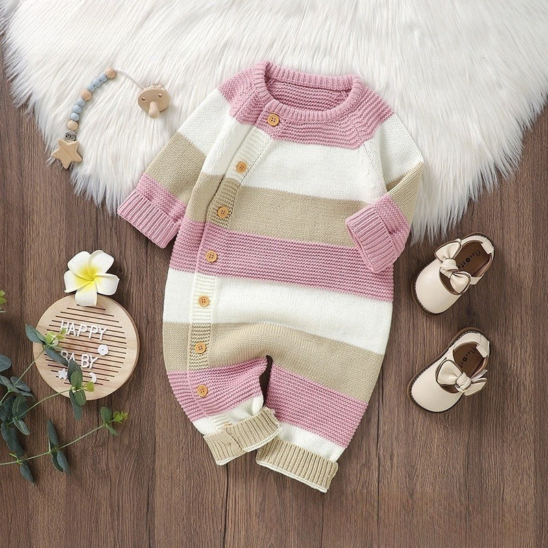 Pyjama une pièce rayée tricotée
