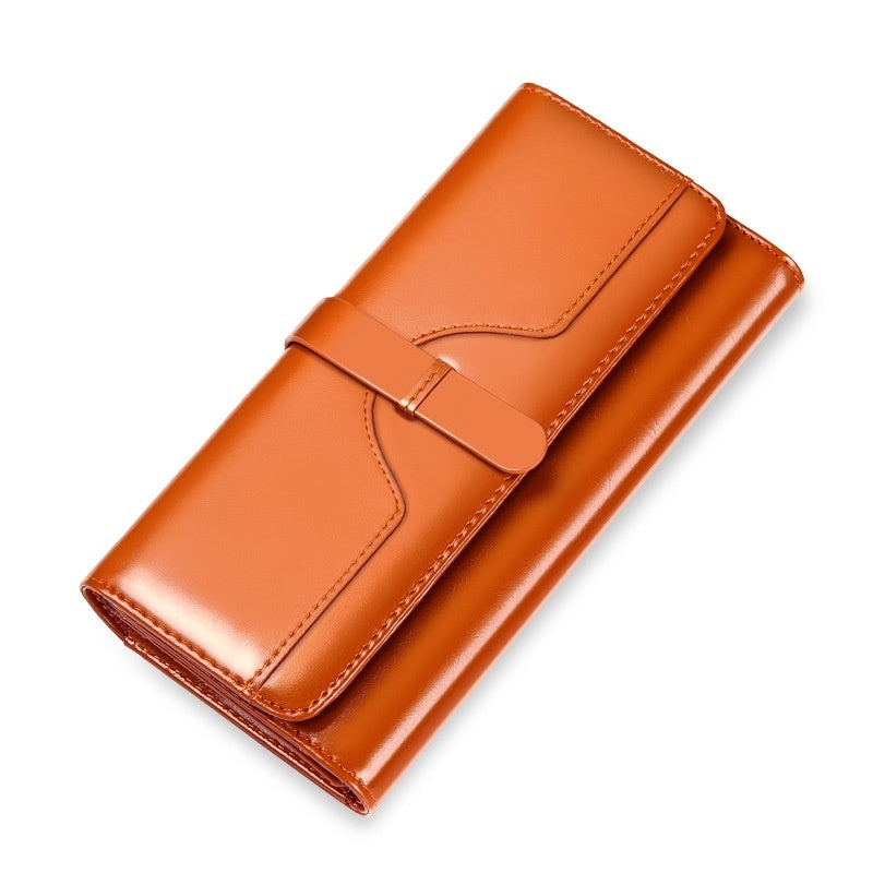 Portefeuille femme à trois volets en cuir