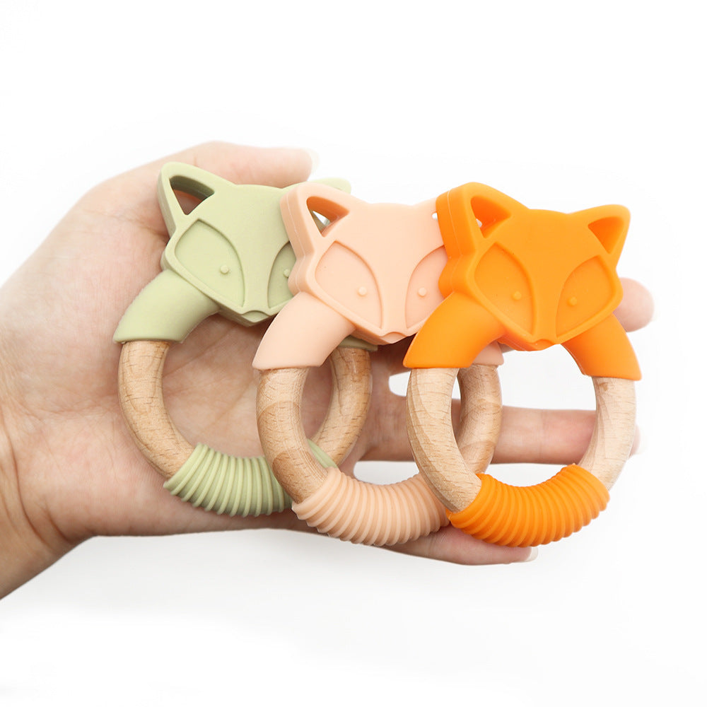 Anneau de dentition en bois et silicone