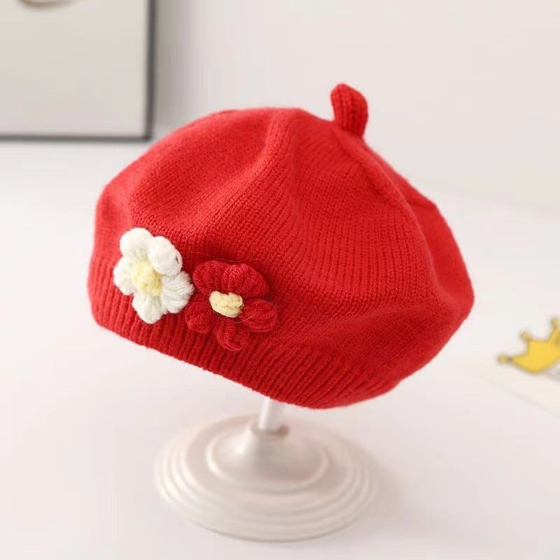 Béret bébé fille Béret tricoté en laine