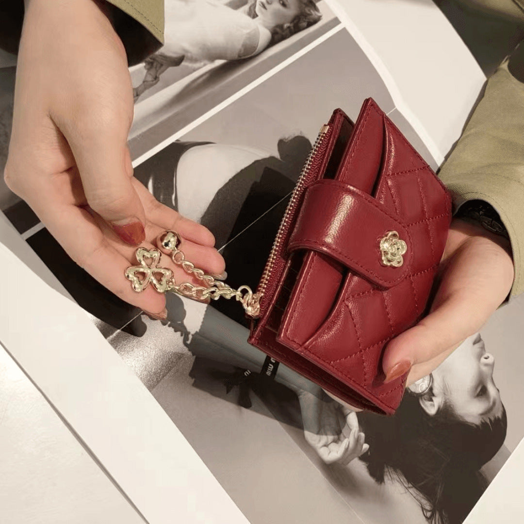 Portefeuille court pour femmes à double compartiment en cuir
