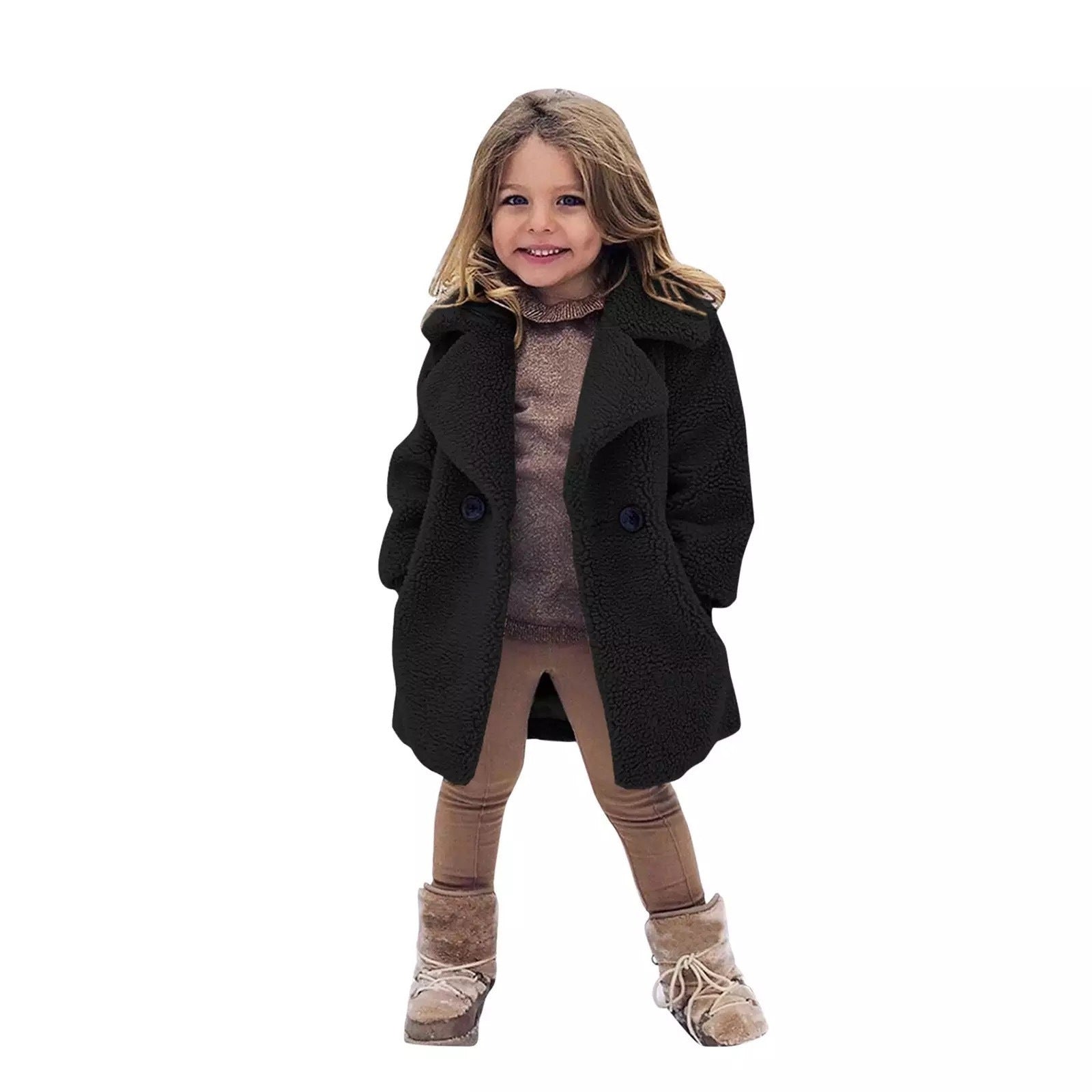 Trench-coat uni à revers tendance pour fille