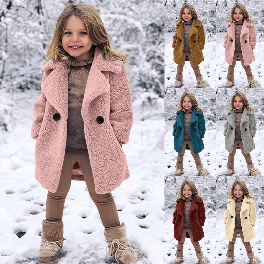 Trench-coat uni à revers tendance pour fille