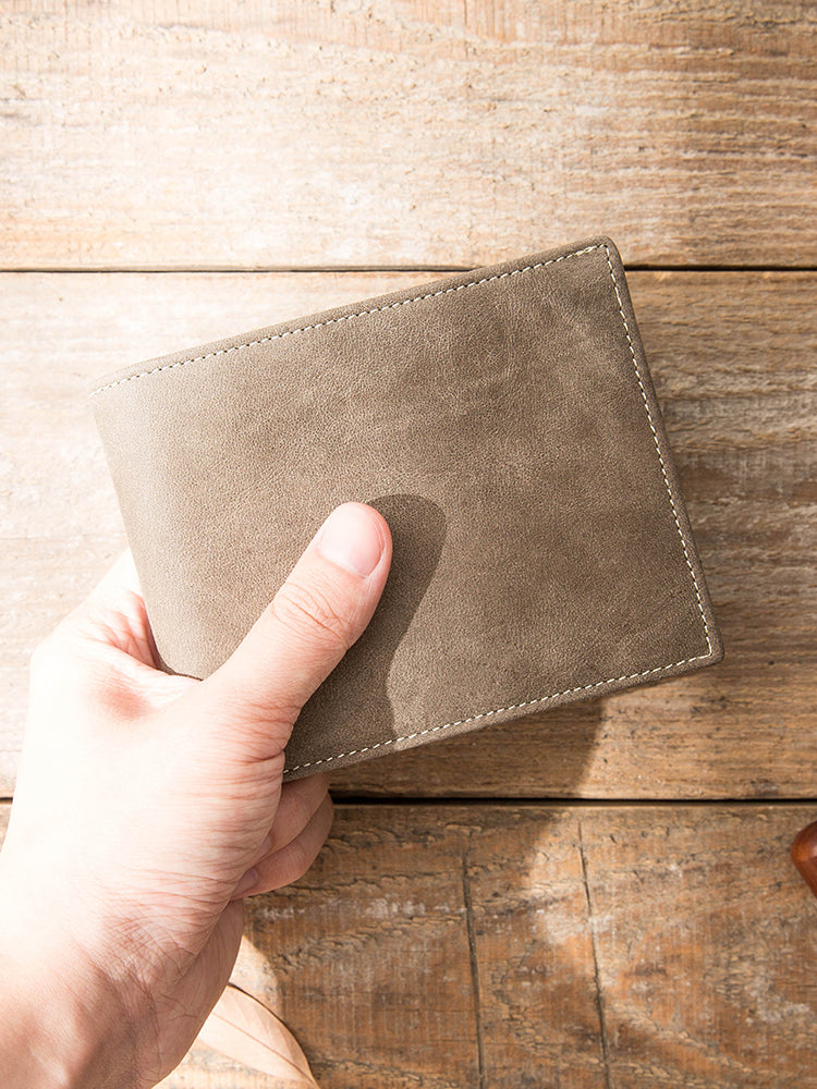 Portefeuille en cuir véritable ancien fait main