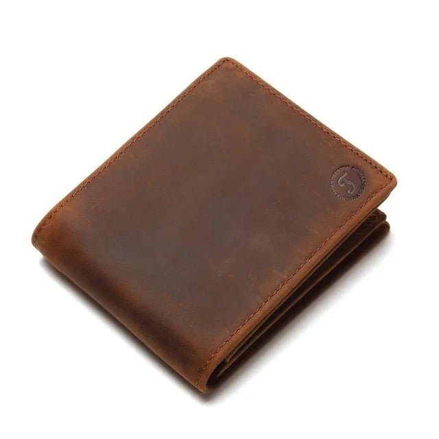 Portefeuille pour hommes en cuir véritable, court, vertical et anti-vol par balayage