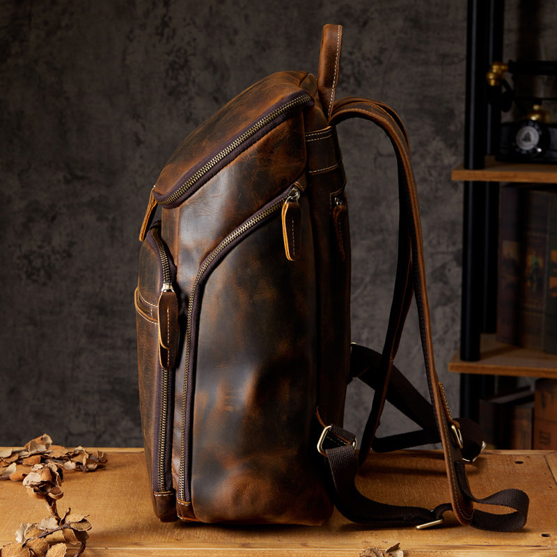 Sac à dos vintage en cuir pour homme
