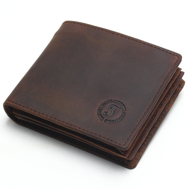 Portefeuille pour hommes en cuir véritable, court, vertical et anti-vol par balayage