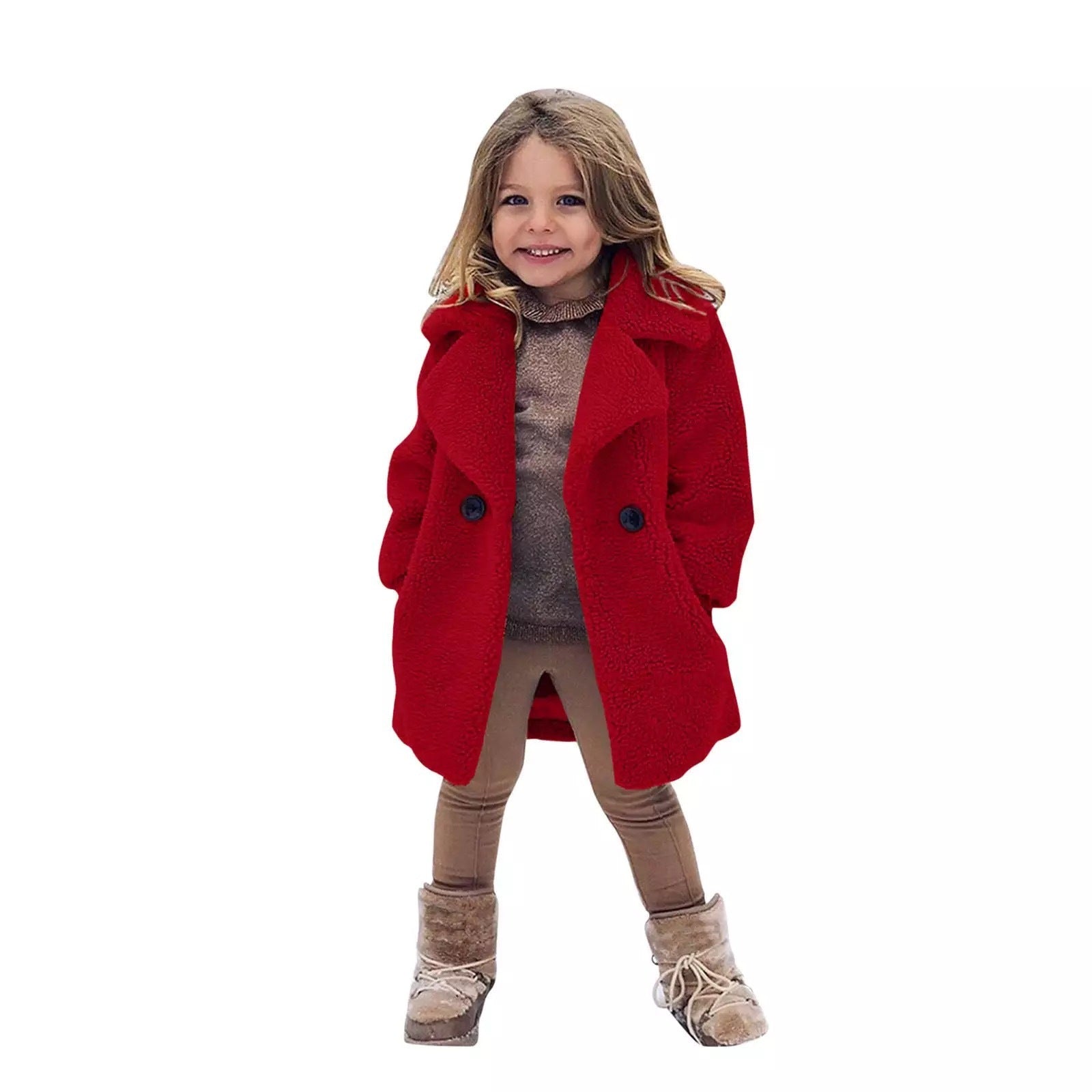 Trench-coat uni à revers tendance pour fille