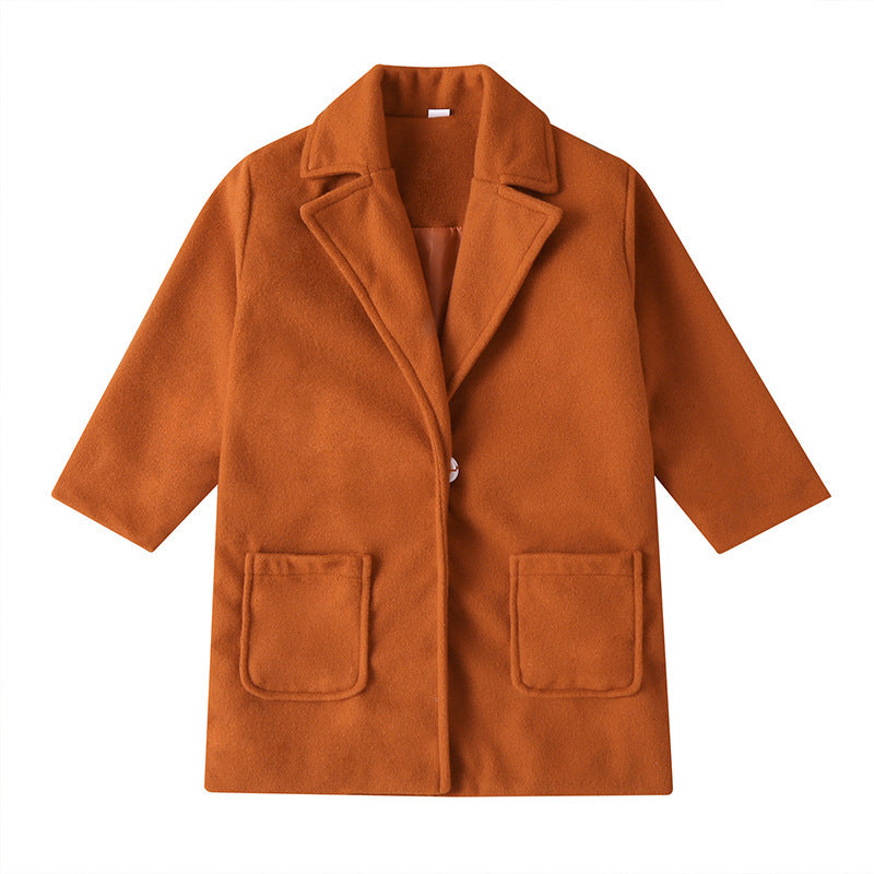 Manteau en laine pour enfant, blazer à manches longues