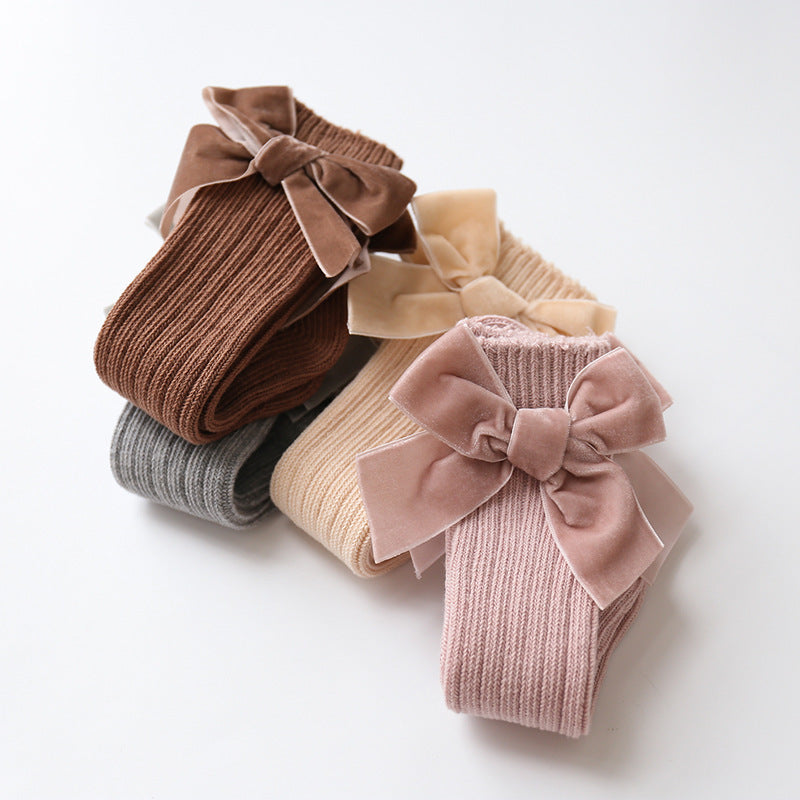 Chaussettes en laine pour fille avec noeud
