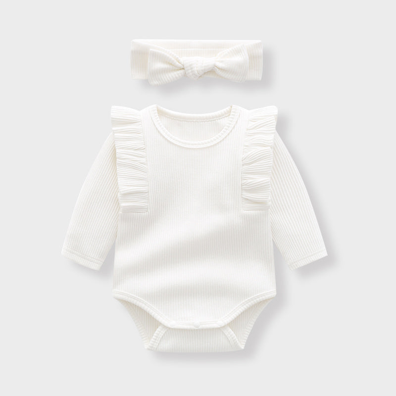 Body triangle à manches longues pour bébé avec volants