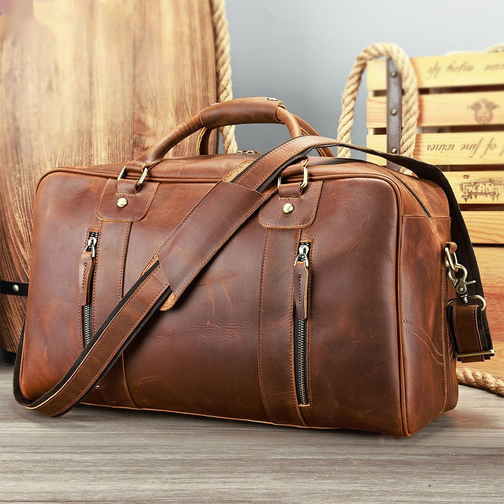 Sac de voyage rétro pour courtes distances, en cuir, pour homme