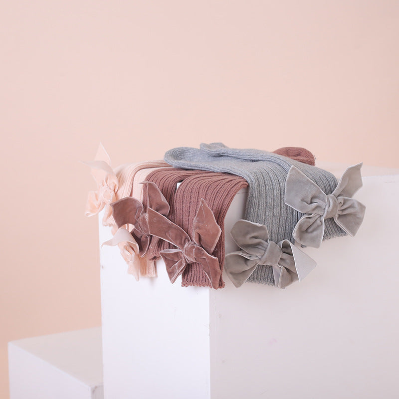 Chaussettes en laine pour fille avec noeud