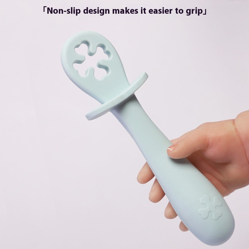 Cuillère simple en silicone pour bébé de couleur pure