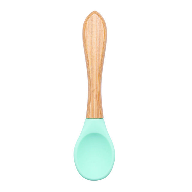 Cuillère en silicone et bois