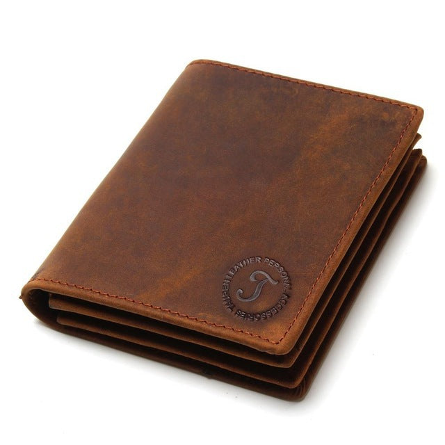 Portefeuille pour hommes en cuir véritable, court, vertical et anti-vol par balayage