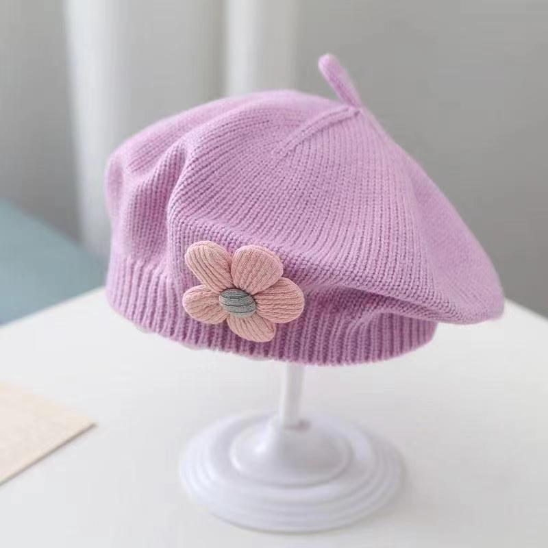 Béret bébé fille Béret tricoté en laine