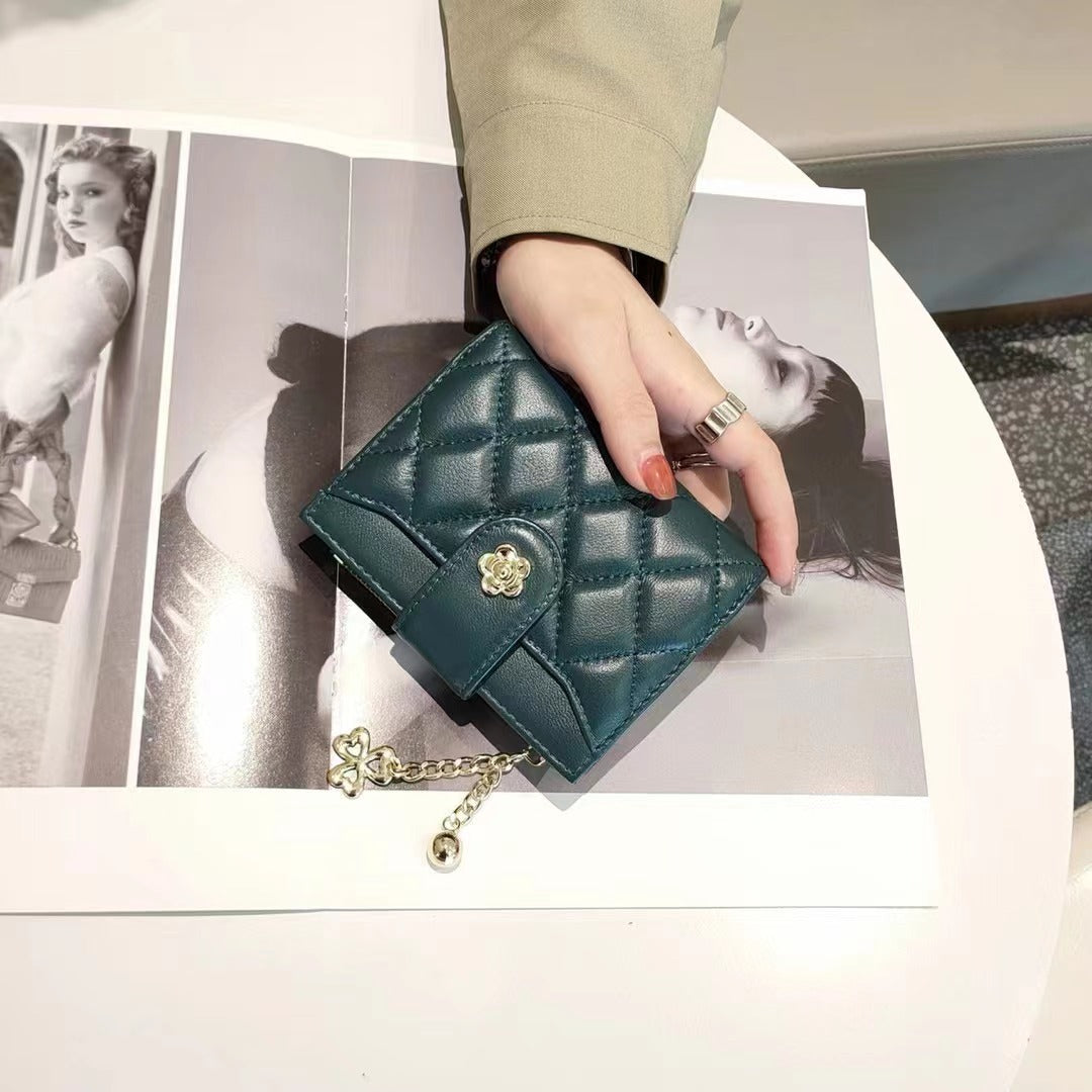 Portefeuille court pour femmes à double compartiment en cuir