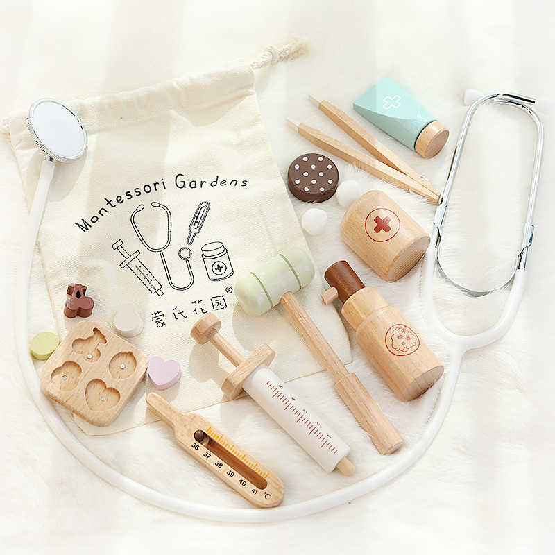 Jeu en bois massif pour enfants, simulation docteur/infirmière avec stéthoscope