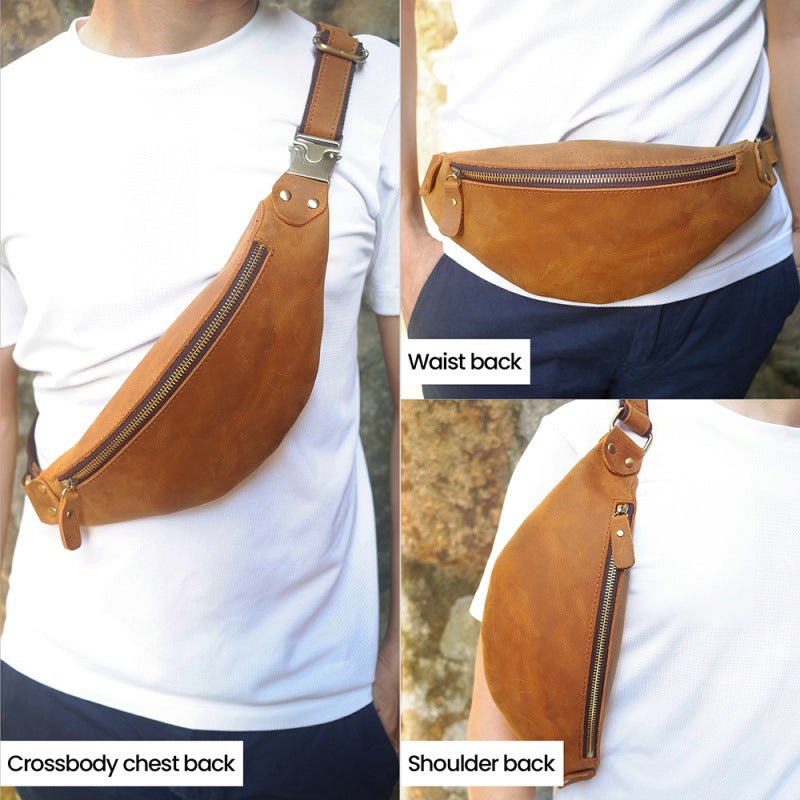 Sac banane vintage pour homme en cuir