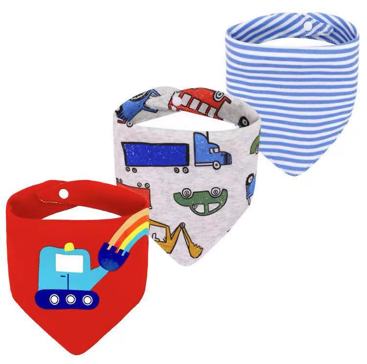 Bavoir en forme de double triangle pour bébé, serviettes à salive pour enfants, pack de 3