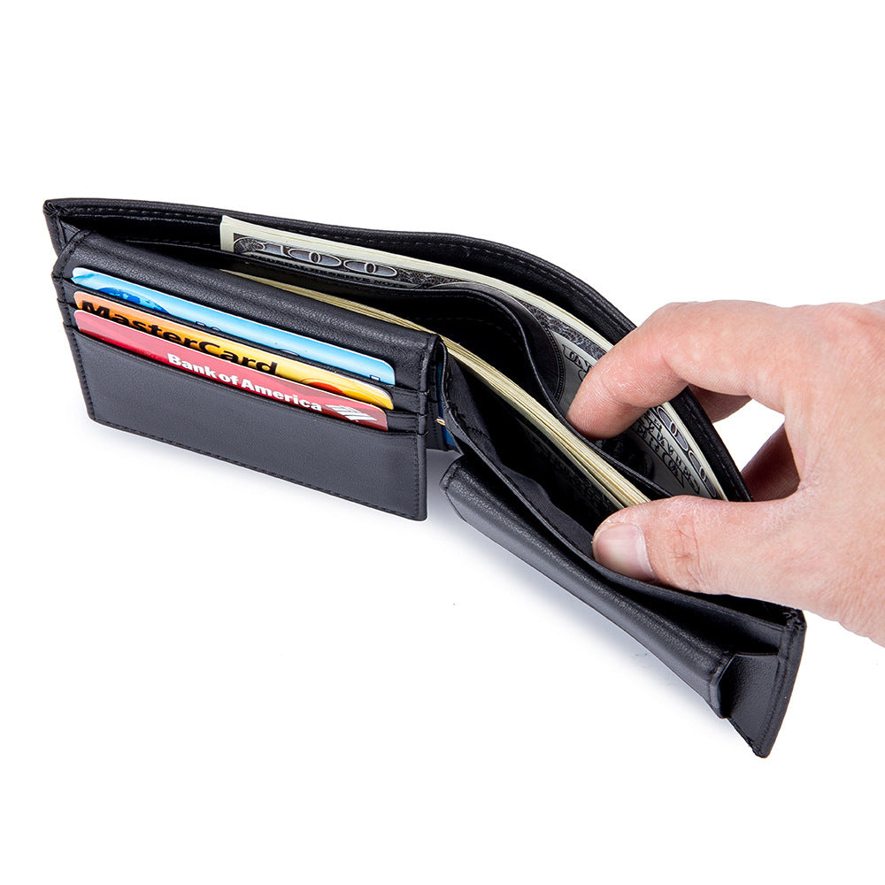 Portefeuille trifold en cuir de vachette doux pour hommes