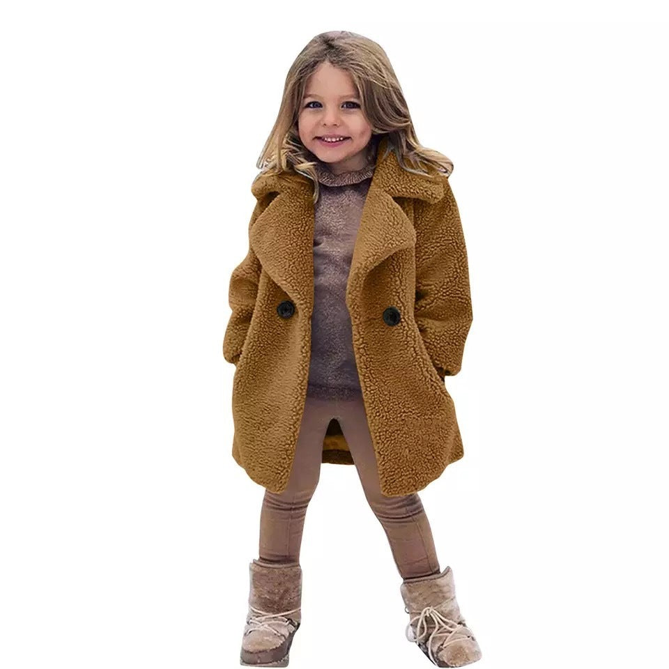 Trench-coat uni à revers tendance pour fille
