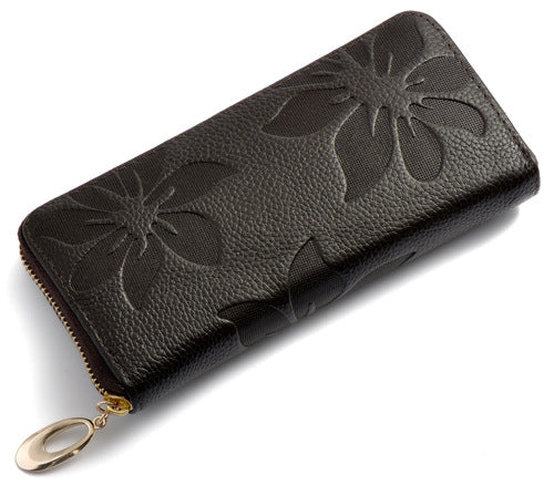 Portefeuille long pour femme en cuir