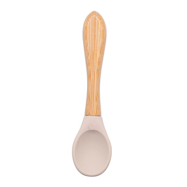 Cuillère en silicone et bois
