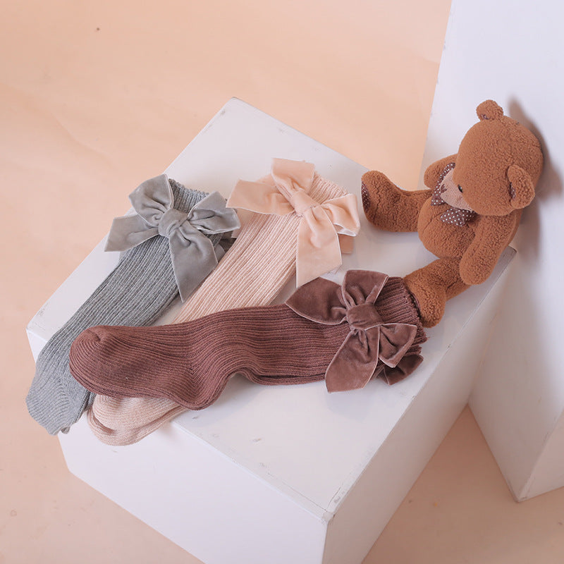 Chaussettes en laine pour fille avec noeud