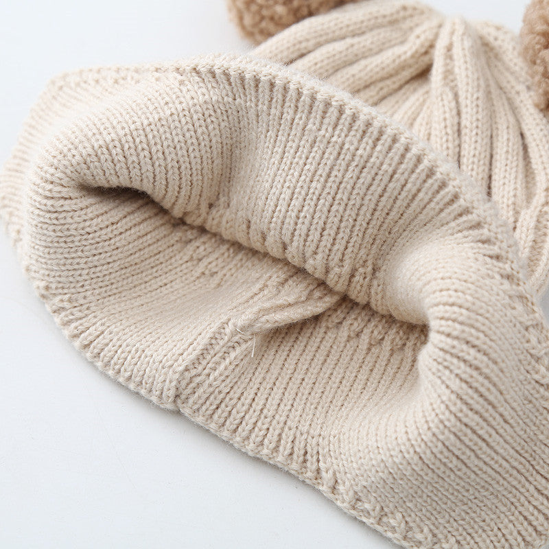 Bonnet chaud cache-oreilles en laine tricoté