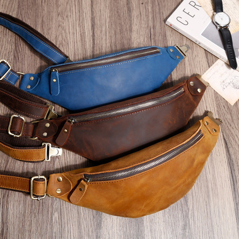 Sac banane vintage pour homme en cuir