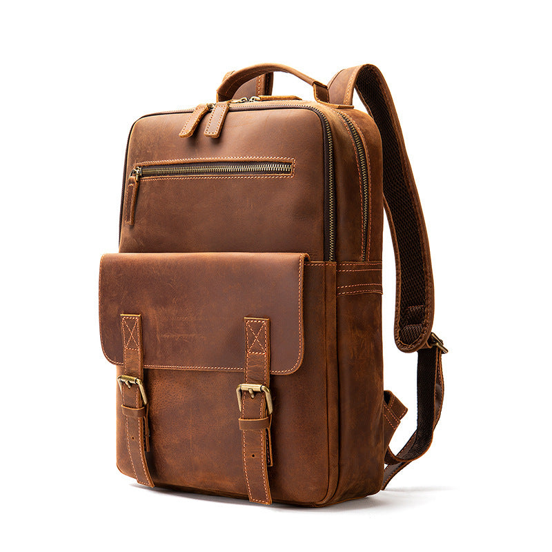Sac à dos rétro en cuir Crazy Horse pour homme