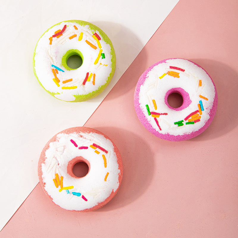 Bombe de bain en forme de donuts de fleurs séchées Explosion Sel de bain Sel de bain à l'huile d'aromathérapie