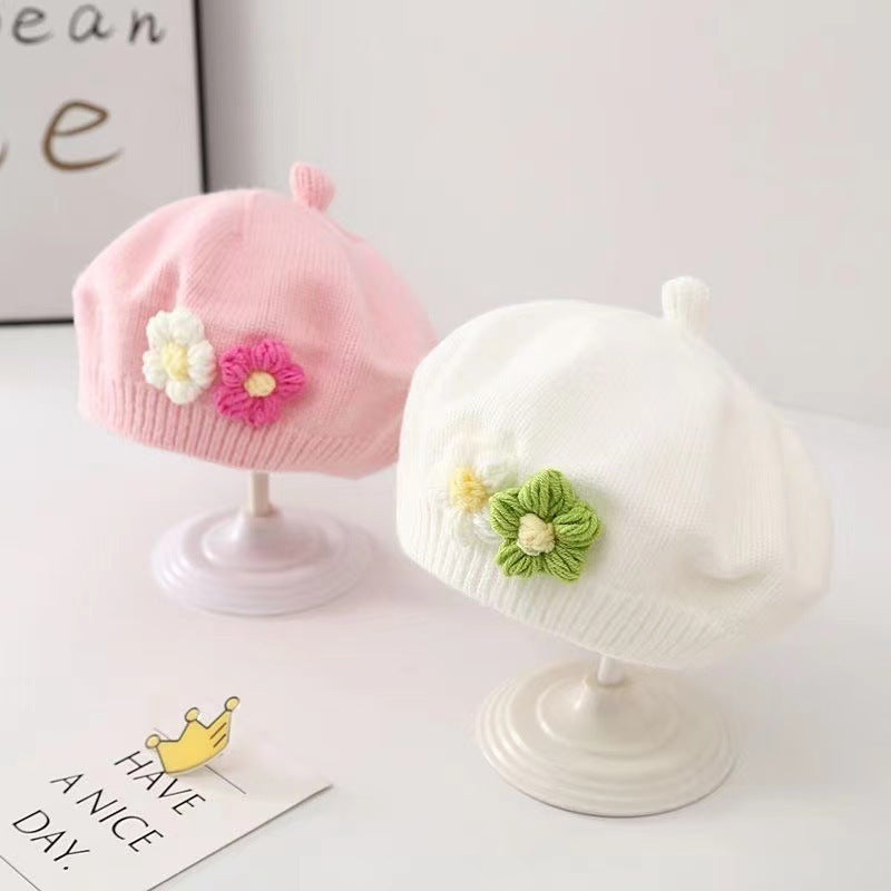 Béret bébé fille Béret tricoté en laine