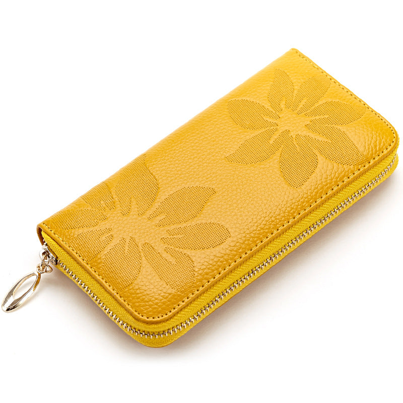 Portefeuille long pour femme en cuir