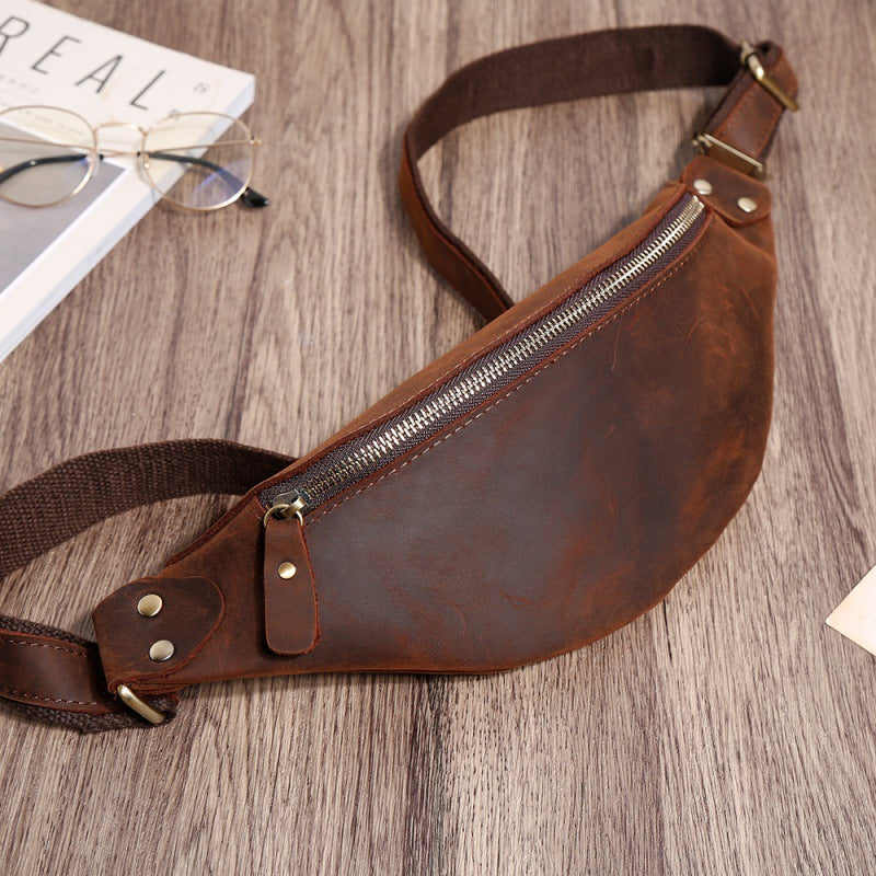 Sac banane vintage pour homme en cuir