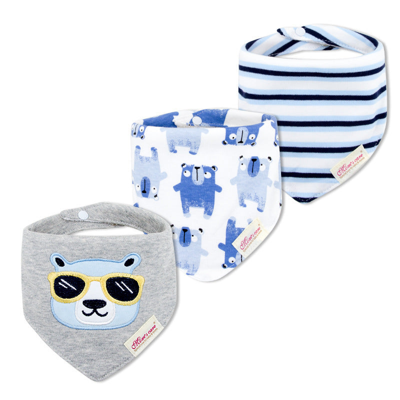 Bavoir en forme de double triangle pour bébé, serviettes à salive pour enfants, pack de 3