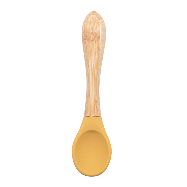 Cuillère en silicone et bois
