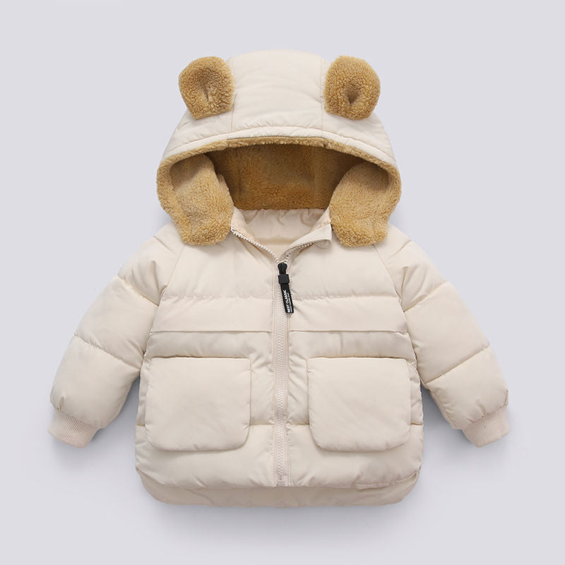Blouson chaud à capuche courte et épaisse pour enfants pour l'automne et l'hiver