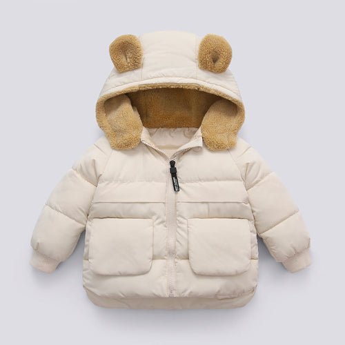 Blouson chaud à capuche courte et épaisse pour enfants pour l'automne et l'hiver