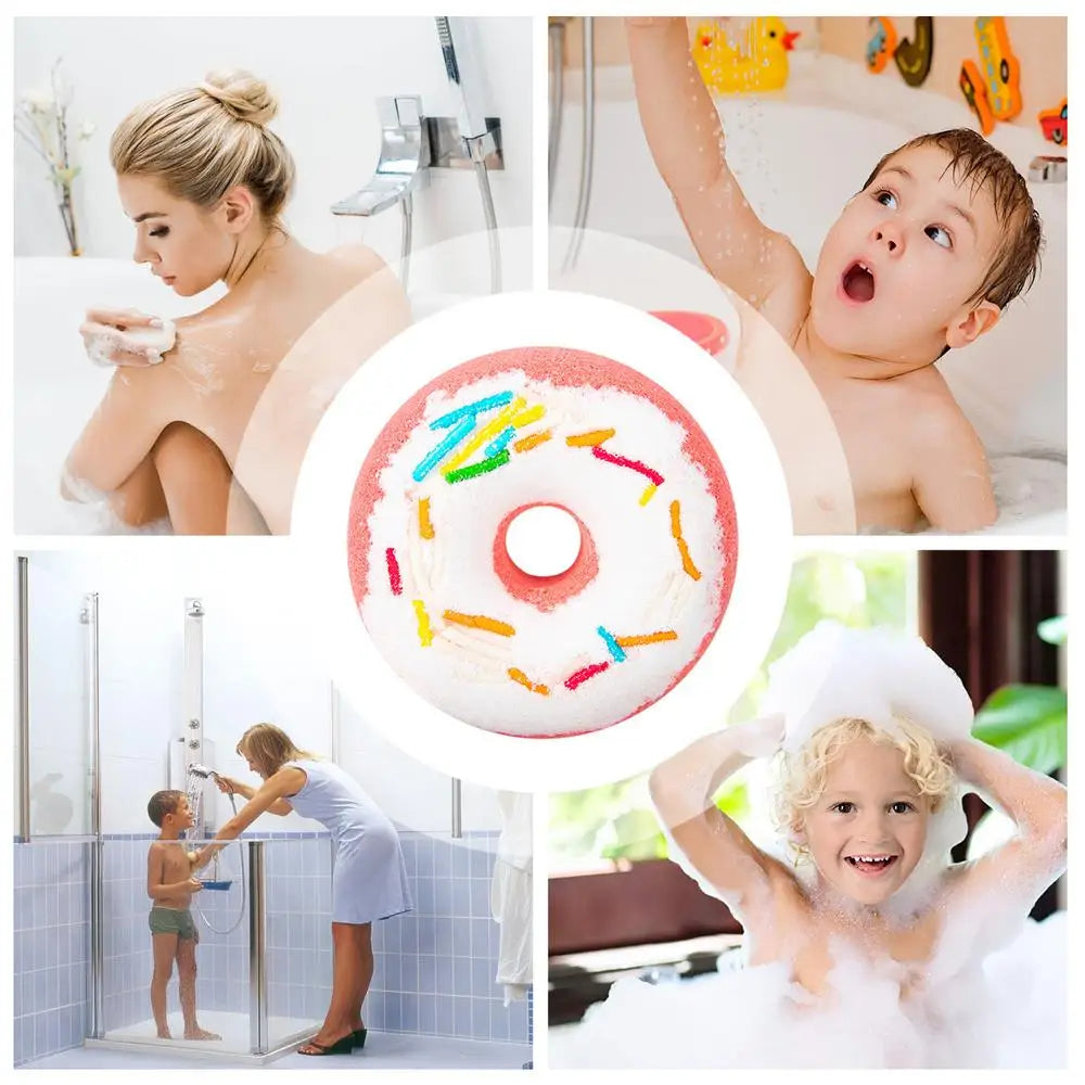 Bombe de bain en forme de donuts de fleurs séchées Explosion Sel de bain Sel de bain à l'huile d'aromathérapie