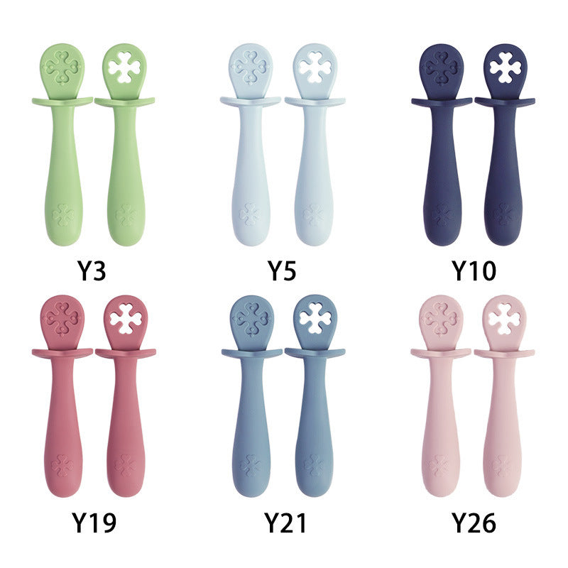 Cuillère simple en silicone pour bébé de couleur pure