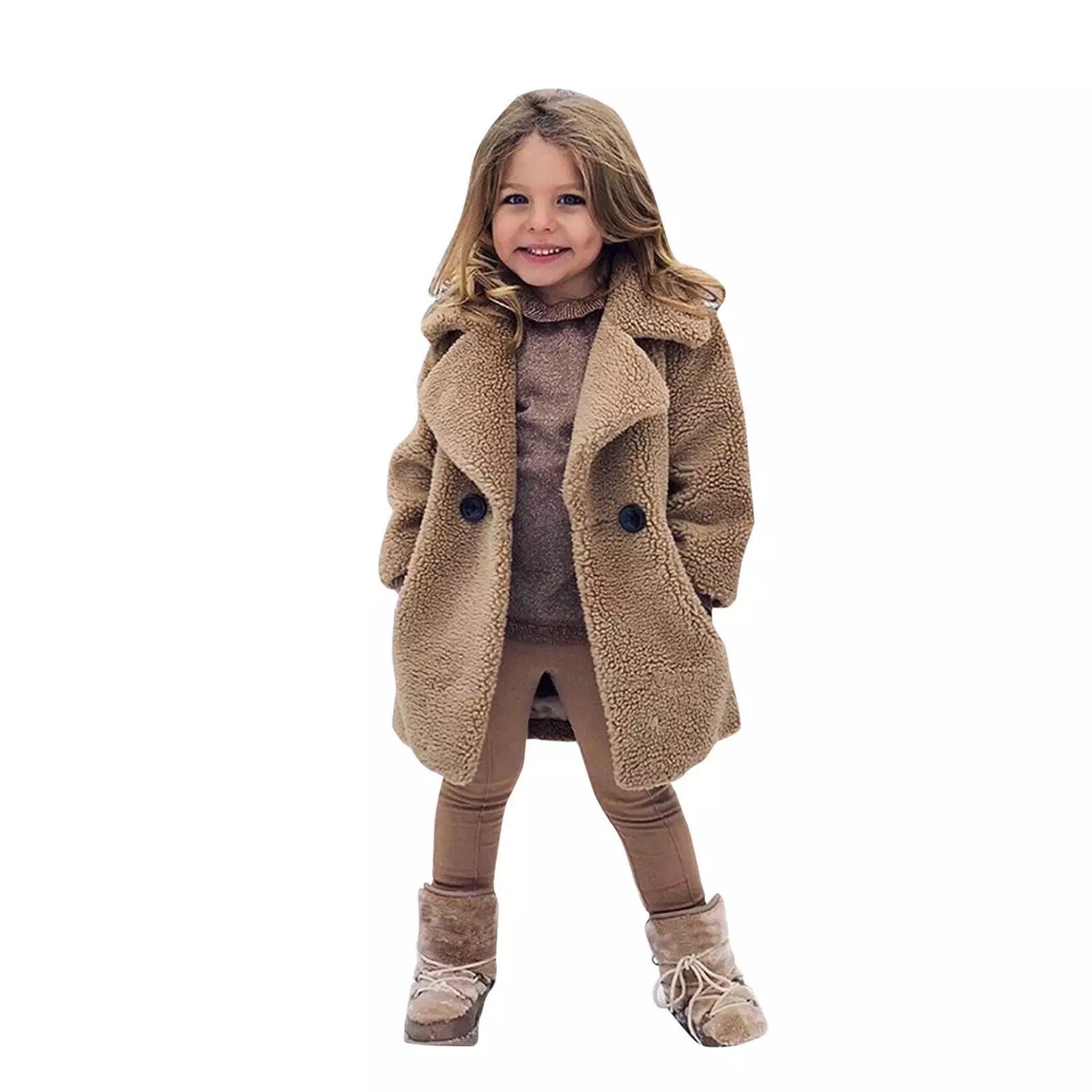 Trench-coat uni à revers tendance pour fille