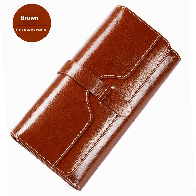 Portefeuille femme à trois volets en cuir